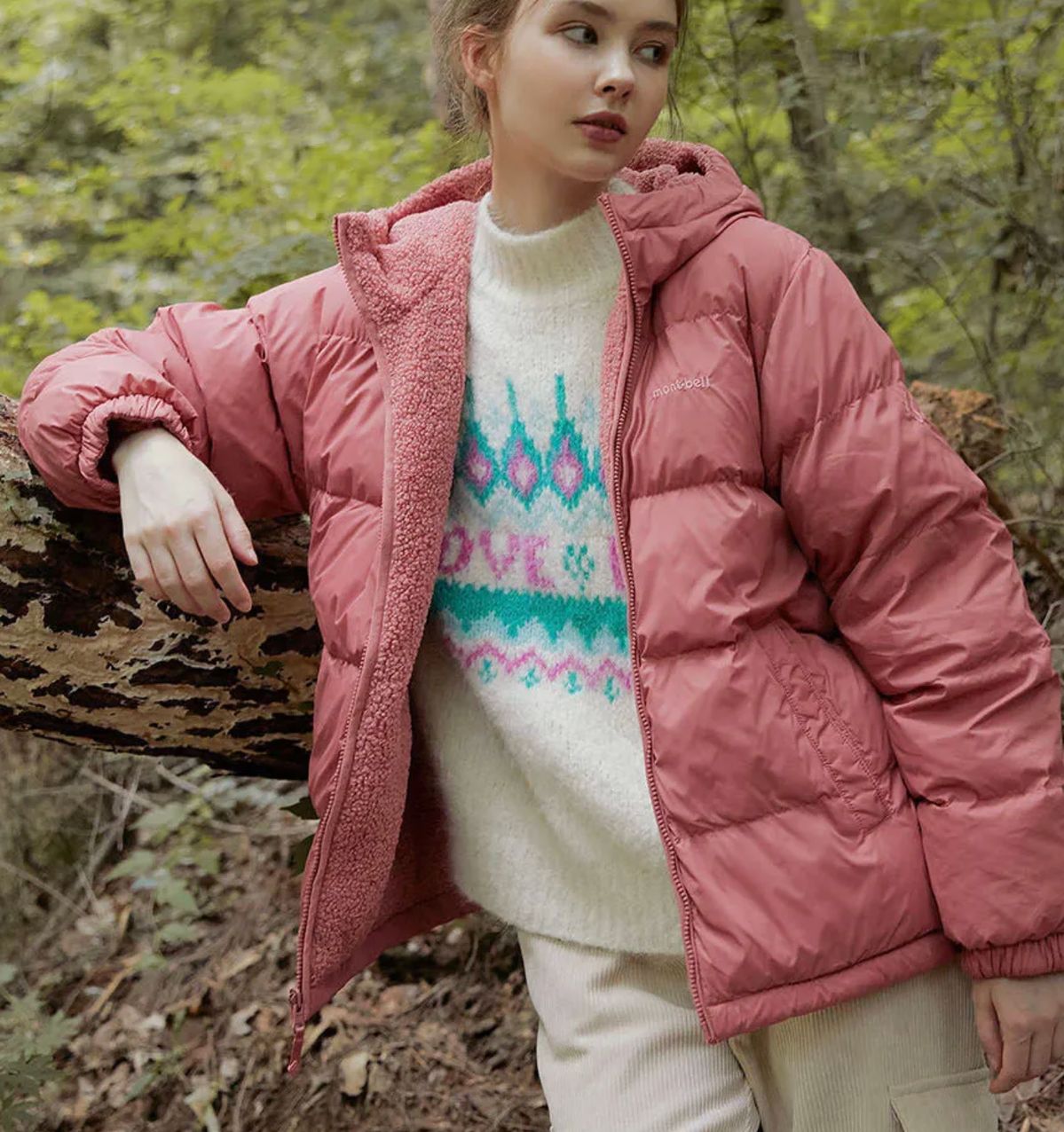 XL 105 レディース モンベル リバーシブル 양면 フリース ボア ショートダウン ジャケット