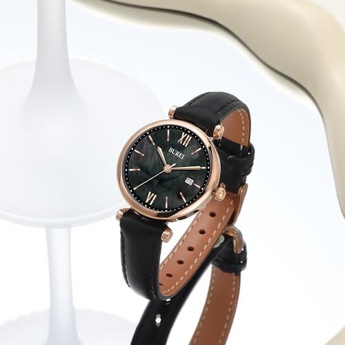 BUREI 腕時計 レディース クオーツ アナログ表示 革ベルト 細め おしゃれ 防水 かわいい シンプル 軽い 女性 学生 うで時計カジュアル ビジネス 仕事 日常通勤 彼女 娘 妻 母 お祝い プレゼント ブラック 2 f 939 d 6 c