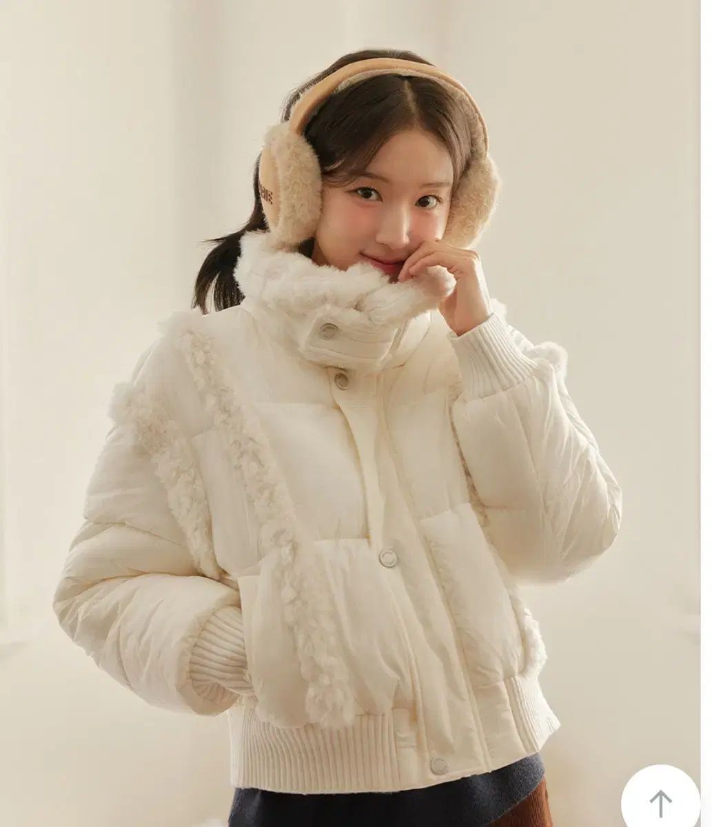 マリ クレール クリーミー ファー バイカラー ショートダウン