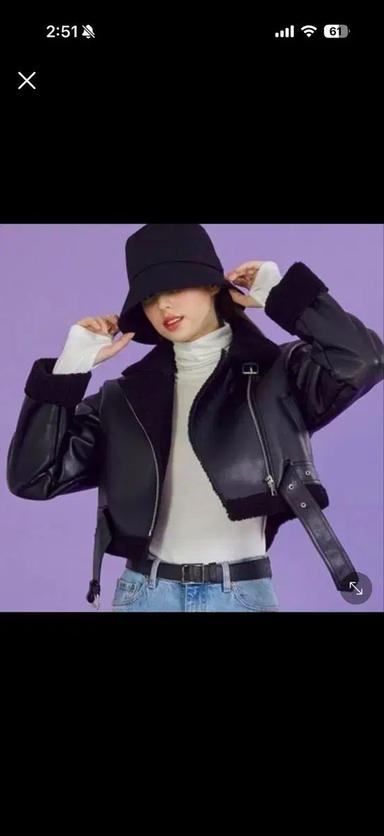 ブラック ムートン クロップド ジャケット ほぼ