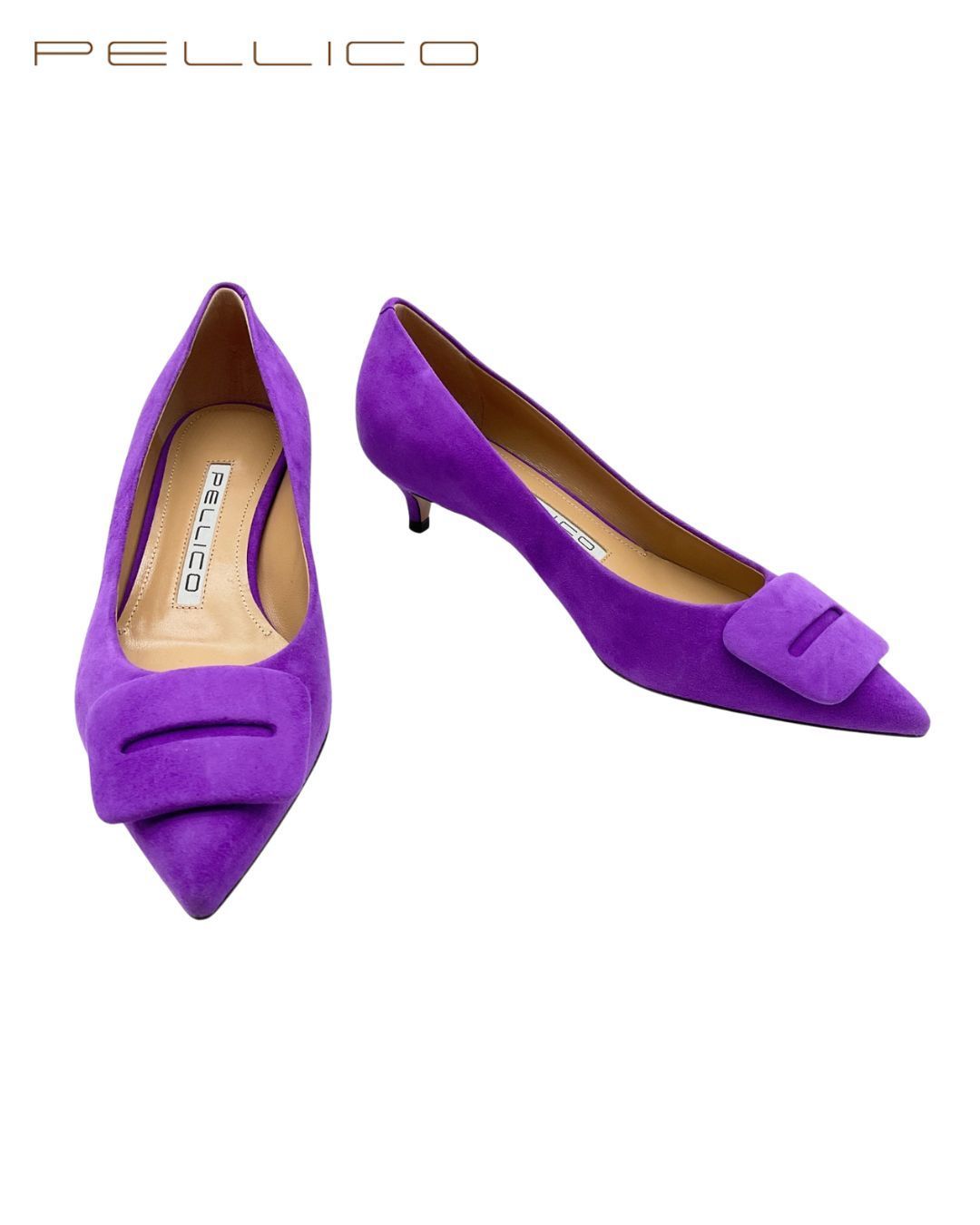 ♥ PELLICO ペリーコ モチーフ付きポインテッドトゥパンプス 35 11174|パープル げ交渉
