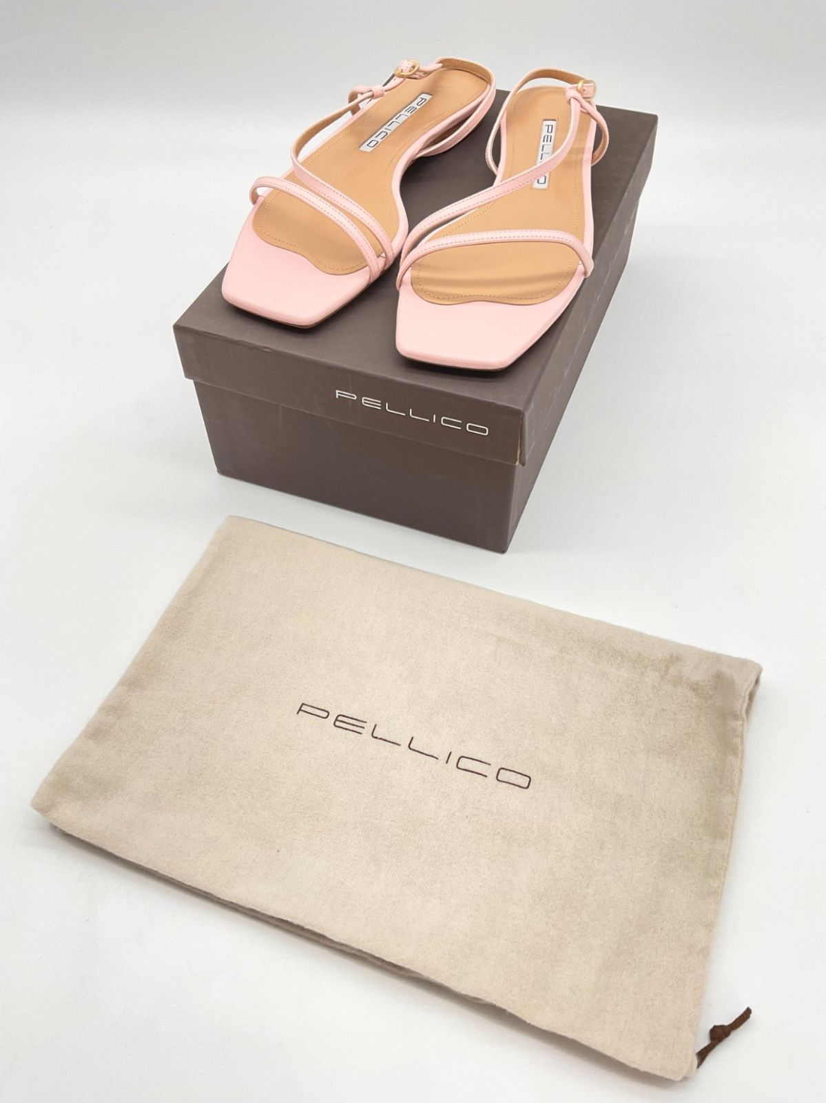 未使用 PELLICO ペリーコ スクエアトゥストラップサンダル 39 ROSA