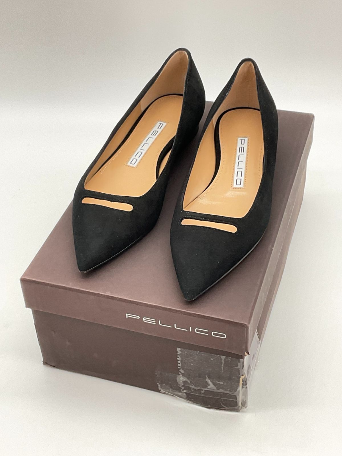 未使用 PELLICO ペリーコ スエードポインテッドトゥパンプス 35 NERO