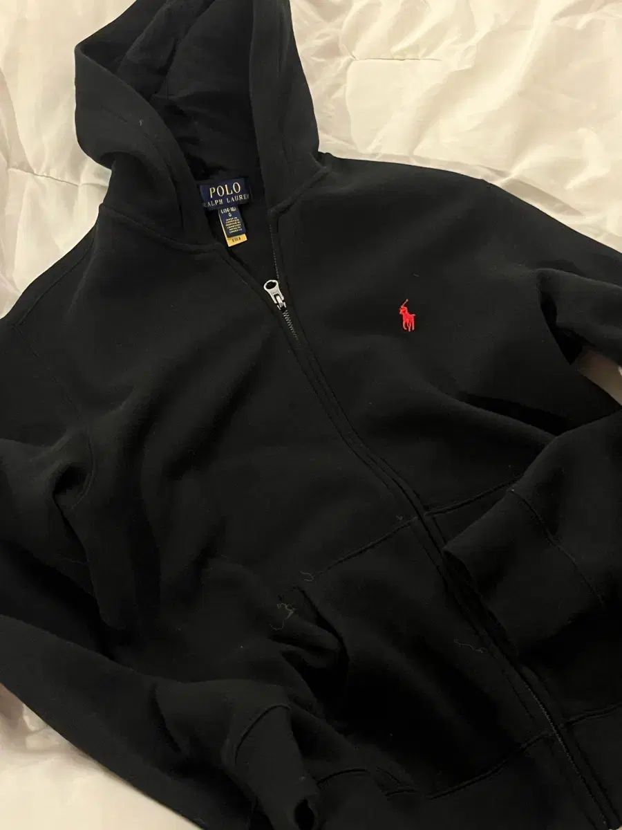 ポロラルフローレン ブラック フードジップアップ
