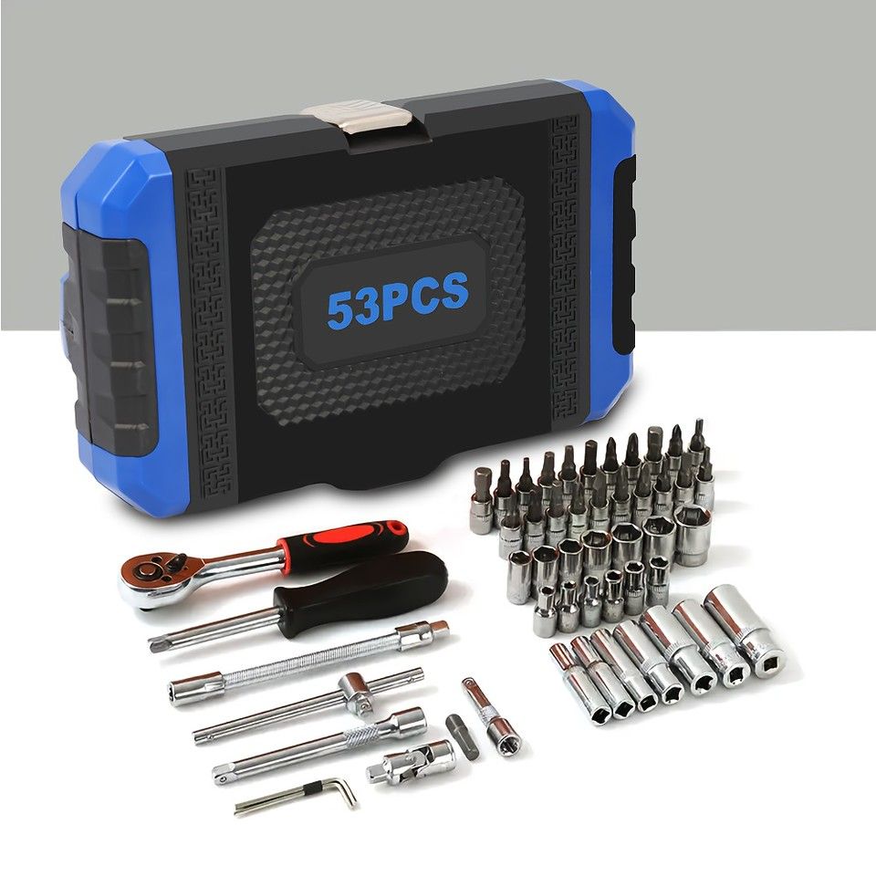 DIYから緊急時まで対応】車/バイク 整備工具セット 53種 収納ケース付