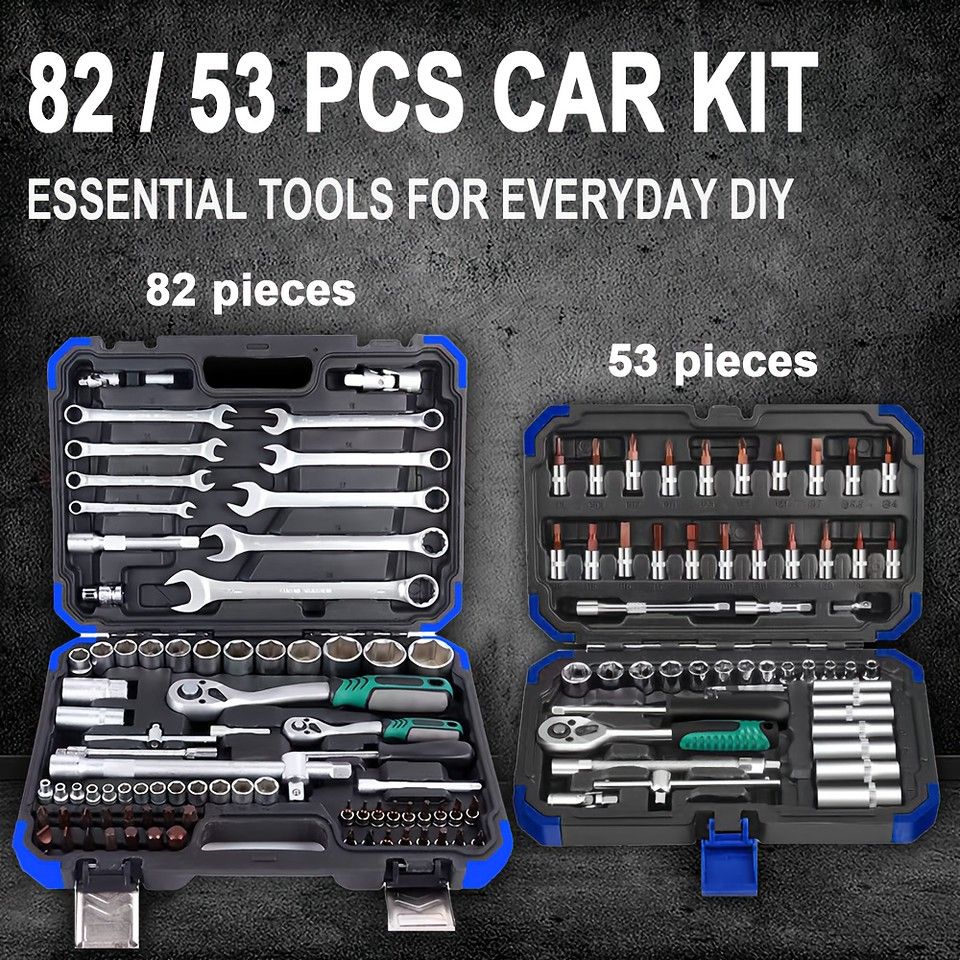 DIYから緊急時まで対応】車/バイク 整備工具セット 53種 収納ケース付
