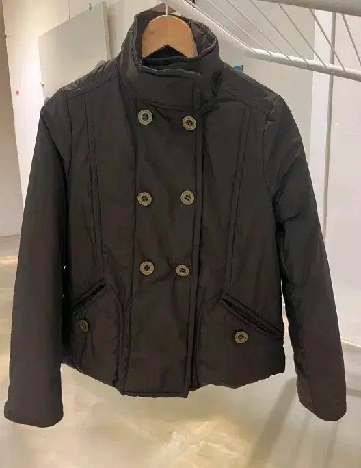 マックスマーリン ブラウン ダブル ボタン ショート ダウン ジャケット