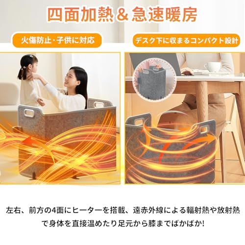 パネルヒーター 四面発熱＆10秒速熱＆5段階温度調節