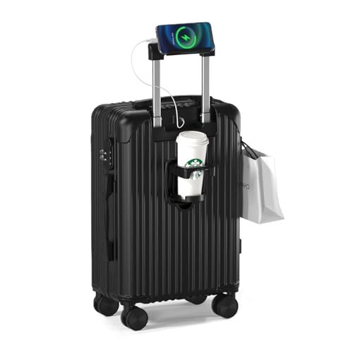 SupTrip スーツケース 機内持ち込み キャリーケース USBポート付き キャリーバッグ カップホルダー付き 隠しフック機能 多機能 大型 超軽量 静音 ダブルキャスター 耐衝撃 360度回転 軽量 ビジネス 修学 泊まる a 1708 bd 1