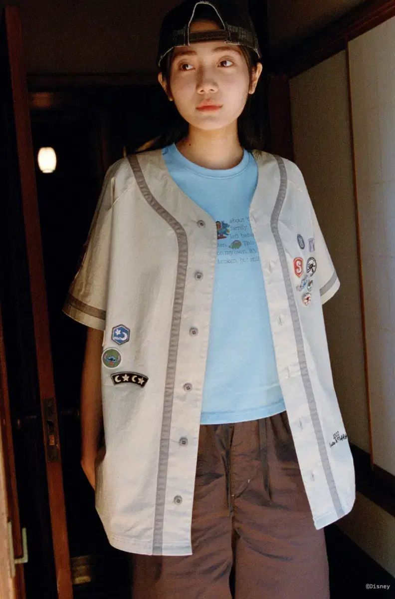 サンLOVE STITCH ワッペン 野球 シャツ ベージュ