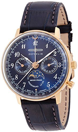 ツェッペリン ヒンデンブルク ムーンフェイズ デイデイト ブルー文字盤 ツェッペリン]ZEPPELIN 腕時計 ヒンデンブルク ブルー文字盤 ムーン