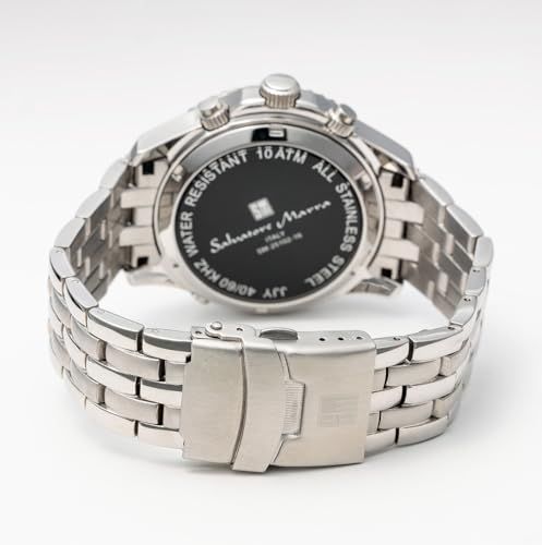  Salvatore Marra サルバトーレマーラ メンズ 電波ソーラー 腕時計 ビジネス アナログ クオーツ 防水 クロス付き 新版 シルバー x ブルー J 腕時計(クォーツ) 腕時計(アナログ)