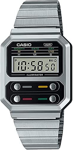 カシオ CASIO デジタル 腕時計 復刻デザイン A 100 WE-1 メンズ 海外モデル シルバー 並行輸入品 J