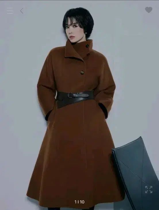 ミシャ MISSHA ソン ヘギョコート ウールブレンド Aライン ブラウン ロング コート