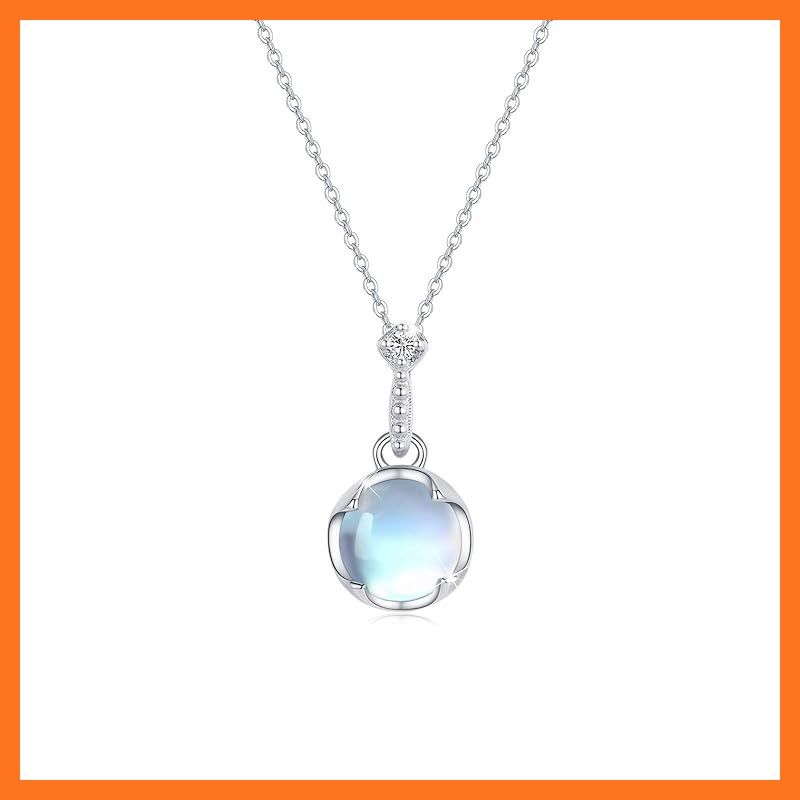 CUOKA MIRACLE ムーンストーンネックレス チョーカー 女性用 - 925スターリングシルバー シンプルでエレガントなレインボー合成ムーンストーンジュエリー ギフト 0