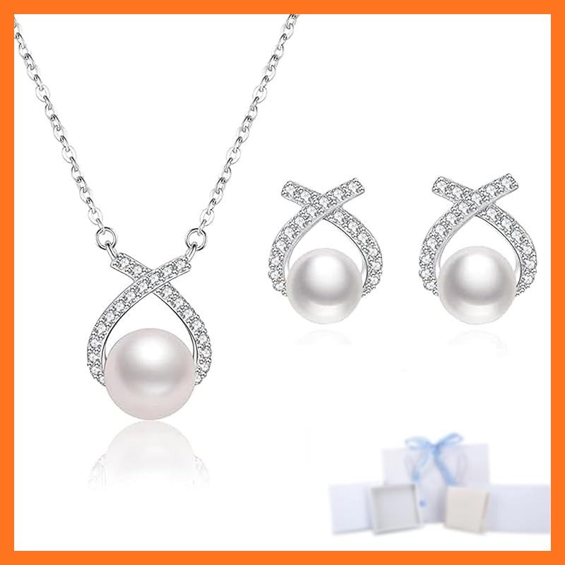 Free bird ネックレス ピアス セットレディース クロス ペンダント パール セット シルバー925 金属アレルギー対応 女性 ジュエリー プレゼント