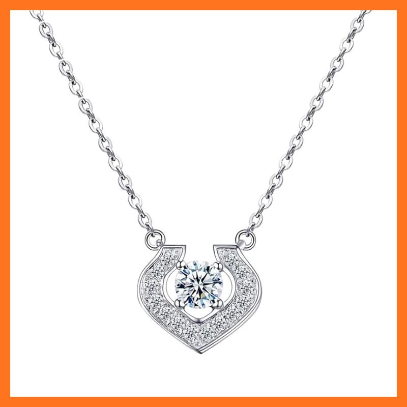 グラムジュエリー ネックレス レディース 計15粒 0.81カラット ホースシュー 馬蹄 お守り 幸運 プレゼント 彼女 女性