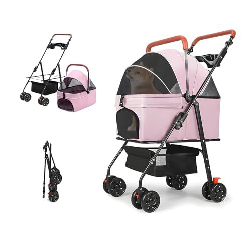 分離型 ペットカート 耐荷重15 KG 犬 カート 2 Way 軽量 折りたたみ 取り外し キャスター付き 多機能 大容量 広い空間 組立簡単 中型犬 多頭の小型犬用 お出かけ 旅行 カップホルダーとストレージバスケット付き 56 8 fab 5 b 51