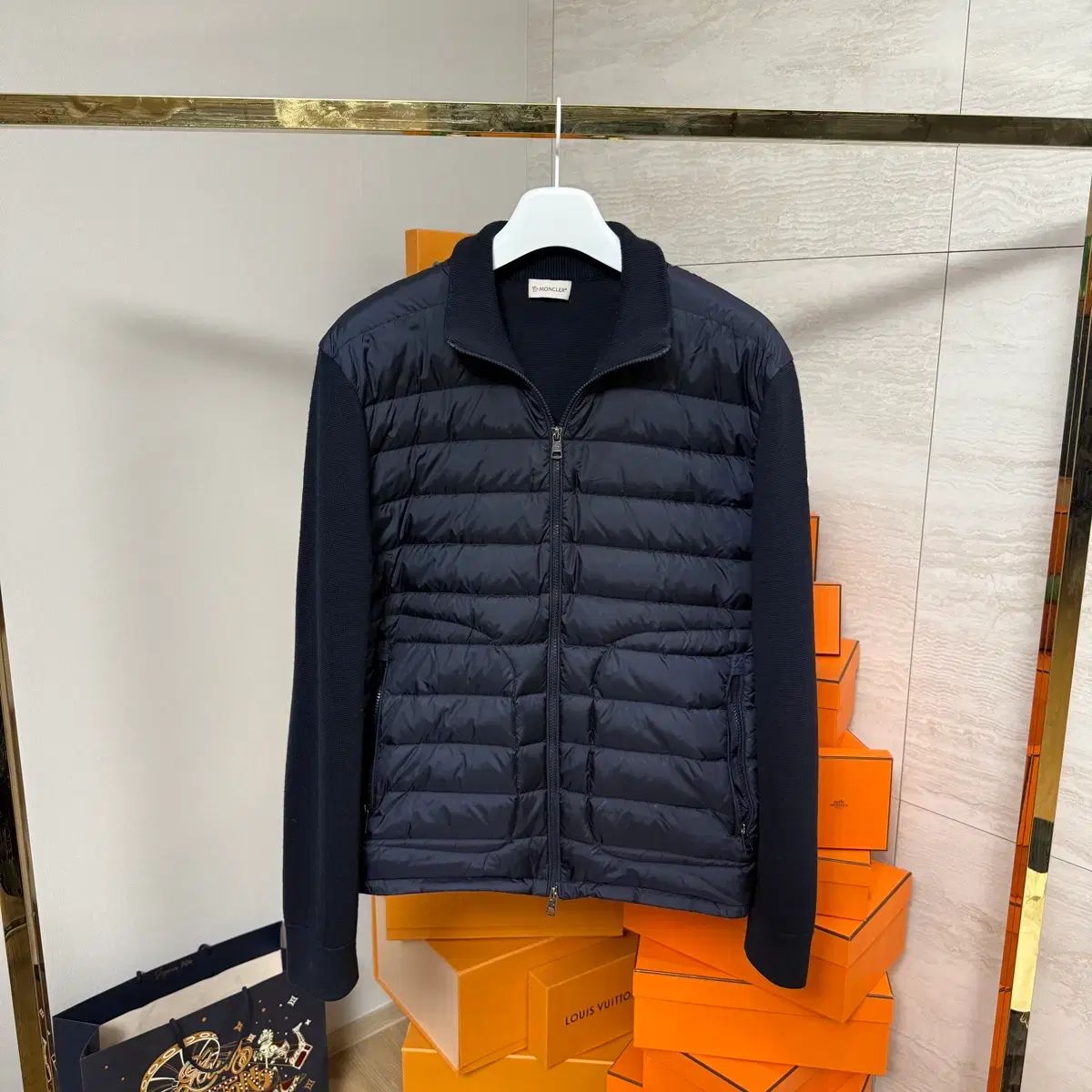 XXL|2 XLサイズ モンクレール ツリー きム·ヒョヌ ウール カーディガン ニットダウン ネイビー