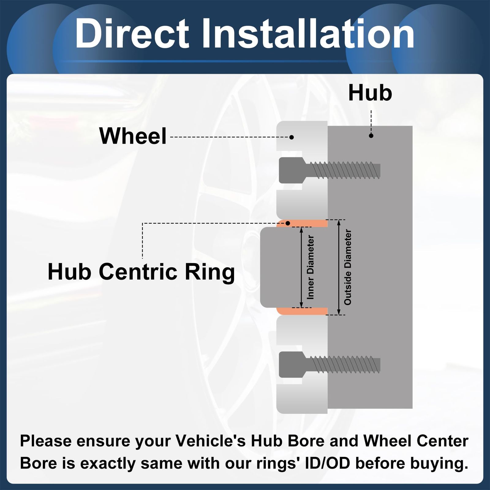 INFINAUTO 車輪ハブセントリックリング OD 68.1mm から ID 63.4mm