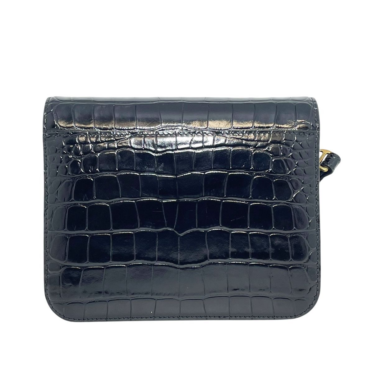 中古】 BALENCIAGA バレンシアガ Bロゴショルダー 592898 クロコ型押し