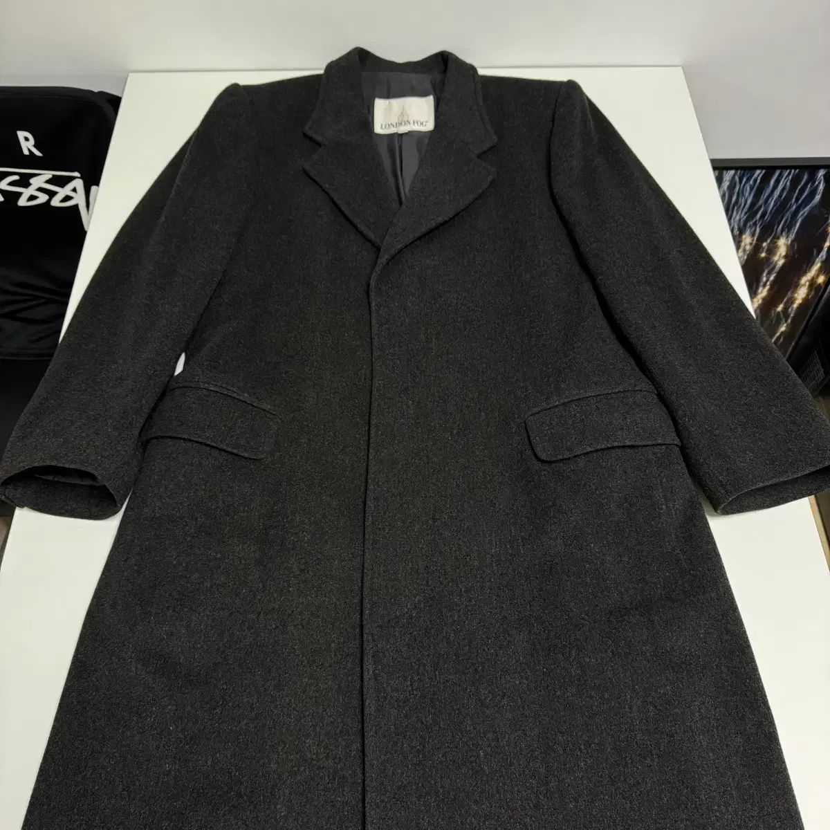 ロンドンフォグ チャコールグレー ウールコート 100