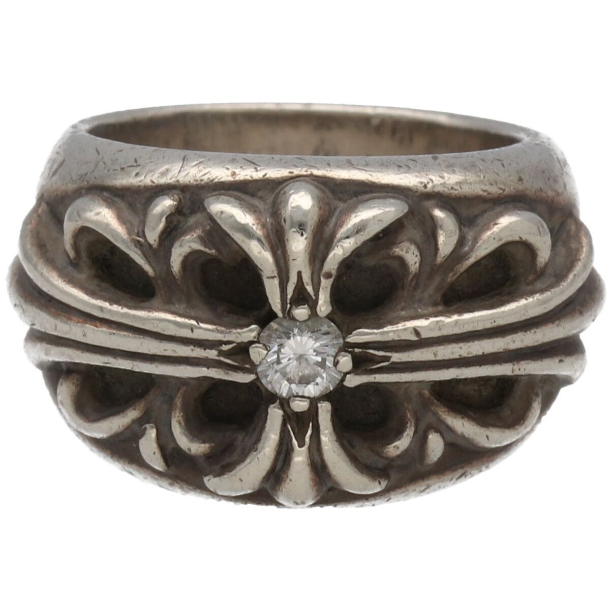 中古】 CHROME HEARTS クロムハーツ フローラルクロスリング 8号 SV925 
