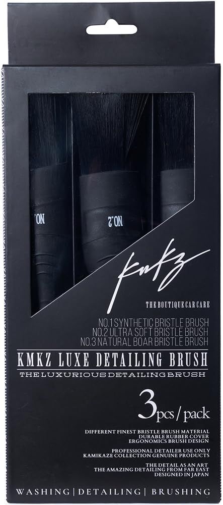 komuxy様一枚ブラック KAMIKAZE COLLECTION】KMKZ LUXE DETAILING BRUSH 3pcs 洗車ブラシ 3