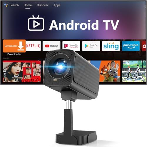 2025最新Android TV ＆搭載電動フォーカス＆自動台形補正 25000 LM プロジェクター 天井投影 伸縮式スタンド付き フルHD 1080 P 4 K対応 家庭用 高輝度 短距離投影 軽量 スマホ|パソコン|PS機|DVD接