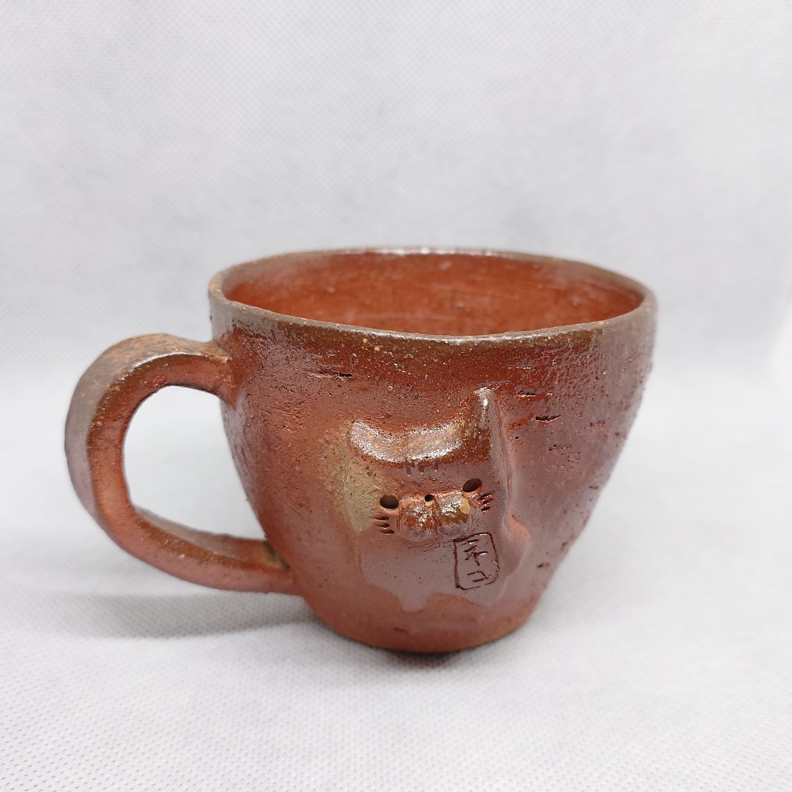 2673】猫カップ…備前焼 - メルカリ