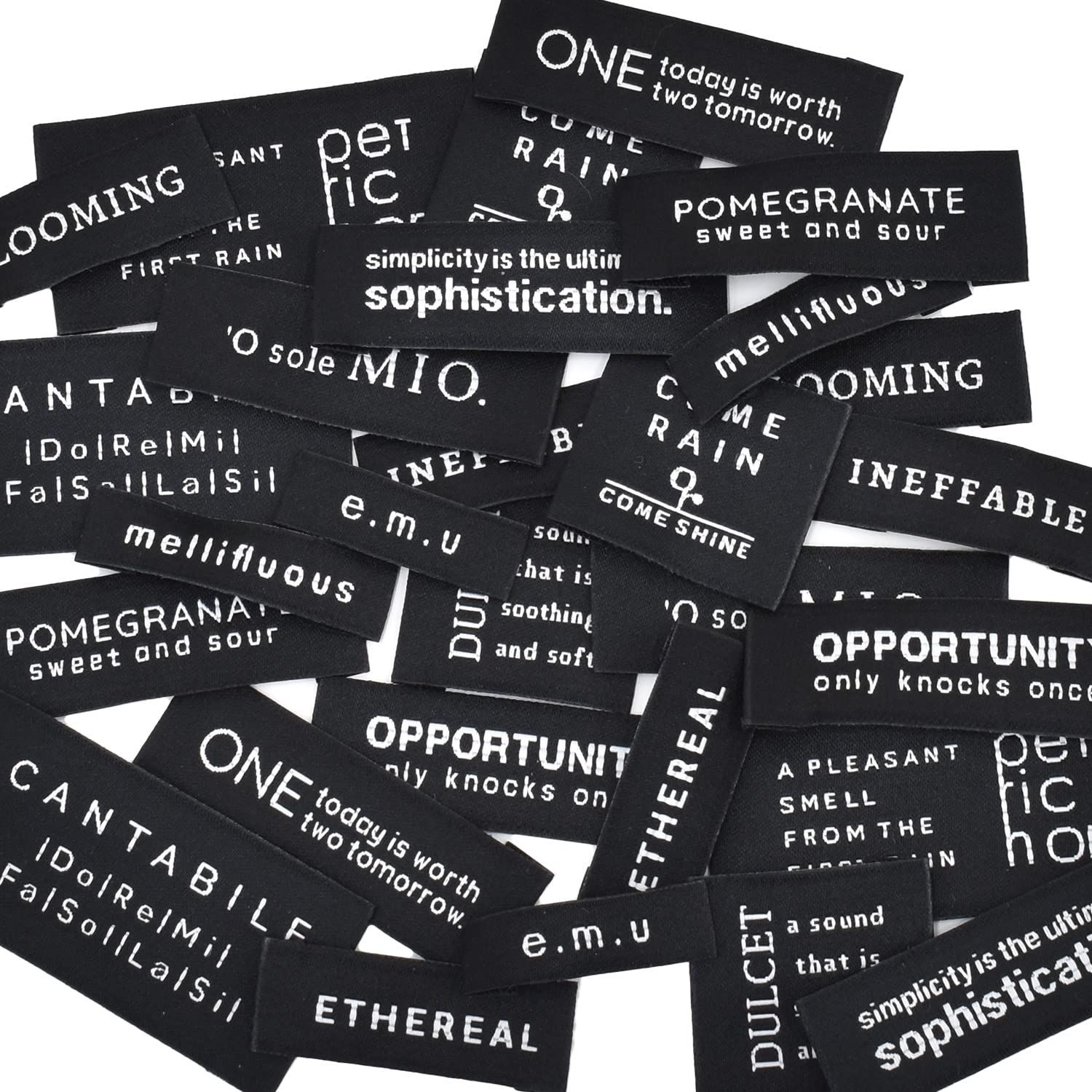 MYmamaオリジナル 魔法のモノトーンタグ 14デザイン 入 裁縫材料 手芸用品 刺繍タグ ブラック