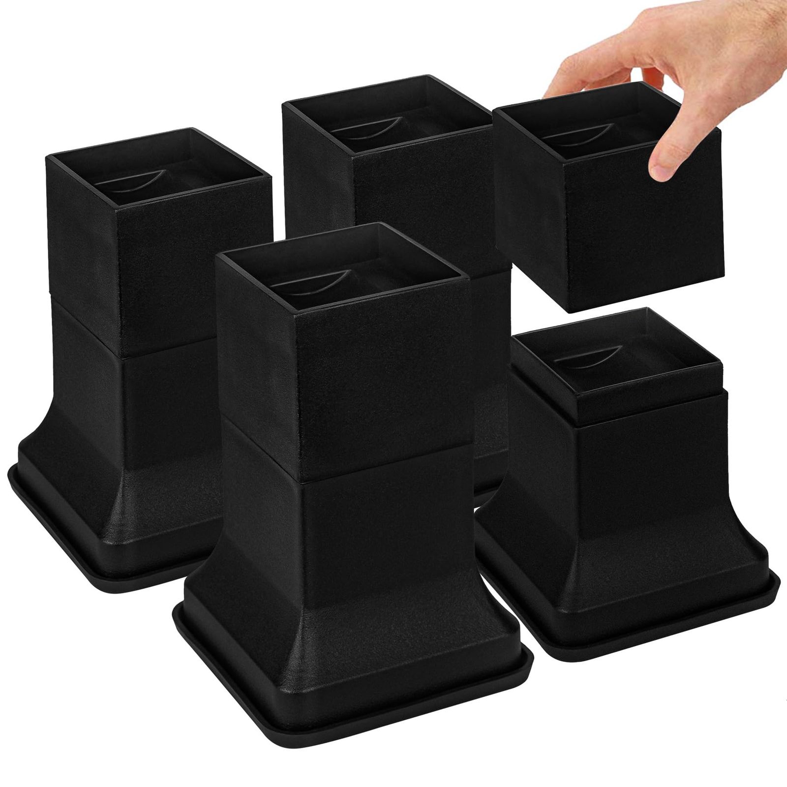 テーブル ベッドの高さ調節が簡単にできる ベッドの高さをあげる足 セット 高さを上げる 高さ調節脚 こたつ 継足し 継ぎ足 テーブル脚台 高さ調整 3 Way 5 cm 10 15 暖房器具 耐荷重1000 kg ブラック