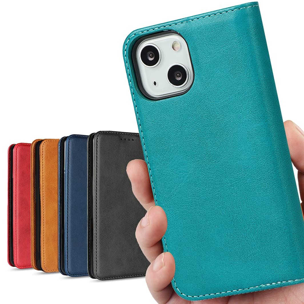 iCoverCase ケース 適用 iPhone 13 mini 手帳型 アイフォン13 アイホン カバー 13ミニ アップル アイフォン13ミニ スマホケース 用 case マグネット 落ち着いた色 レトロ ターコイズ