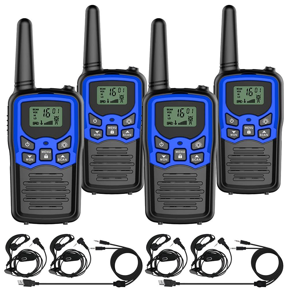 トランシーバー 無線機 免許不要 特定小電力 充電式 携帯型 T 518 災害緊急対応 USBケーブル＆イヤホンマイク|ベルトクリップ付属 日本語説明書 4台セット