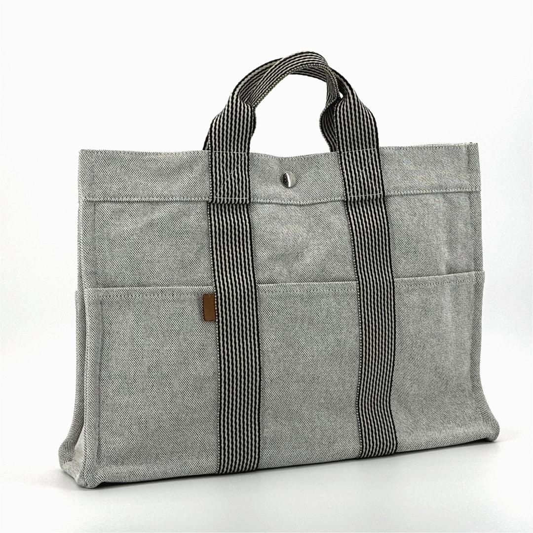 エルメス ニューフールトゥMM トートバッグ キャンバス グレー系