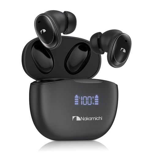 Nakamichi ワイヤレスイヤホン Bluetooth 5.3 ENCノイズリダクション ブルートゥースイヤホン ハンズフリー通話 最大28時間音楽再生 カナル型イヤフォン 低遅延 LED電量表示 日本語音声プロンプト