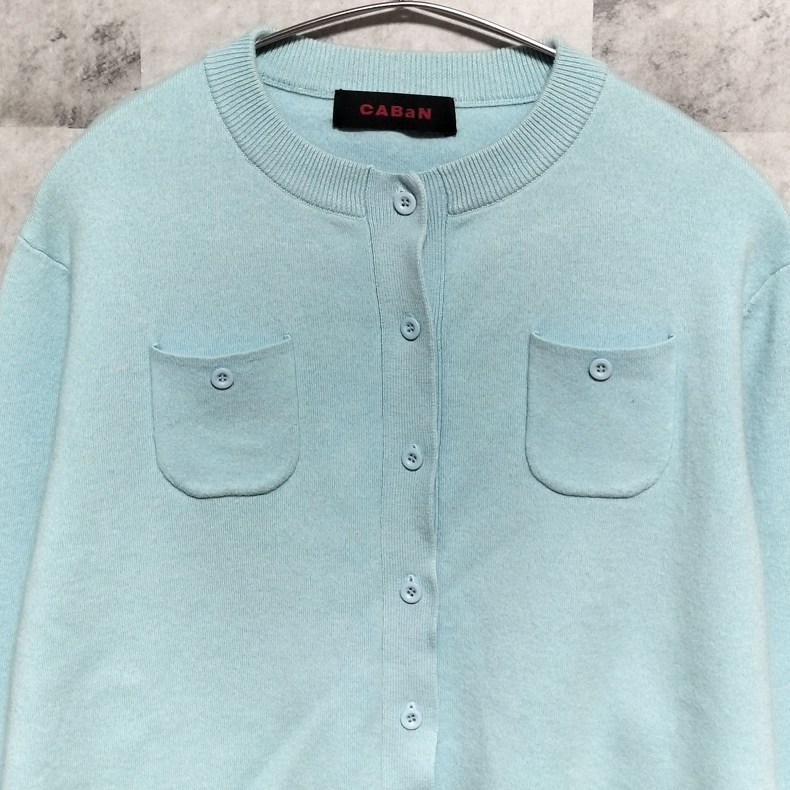 美品】CABaN ギャバン コットン カシミヤ クルーネック カーディガン S