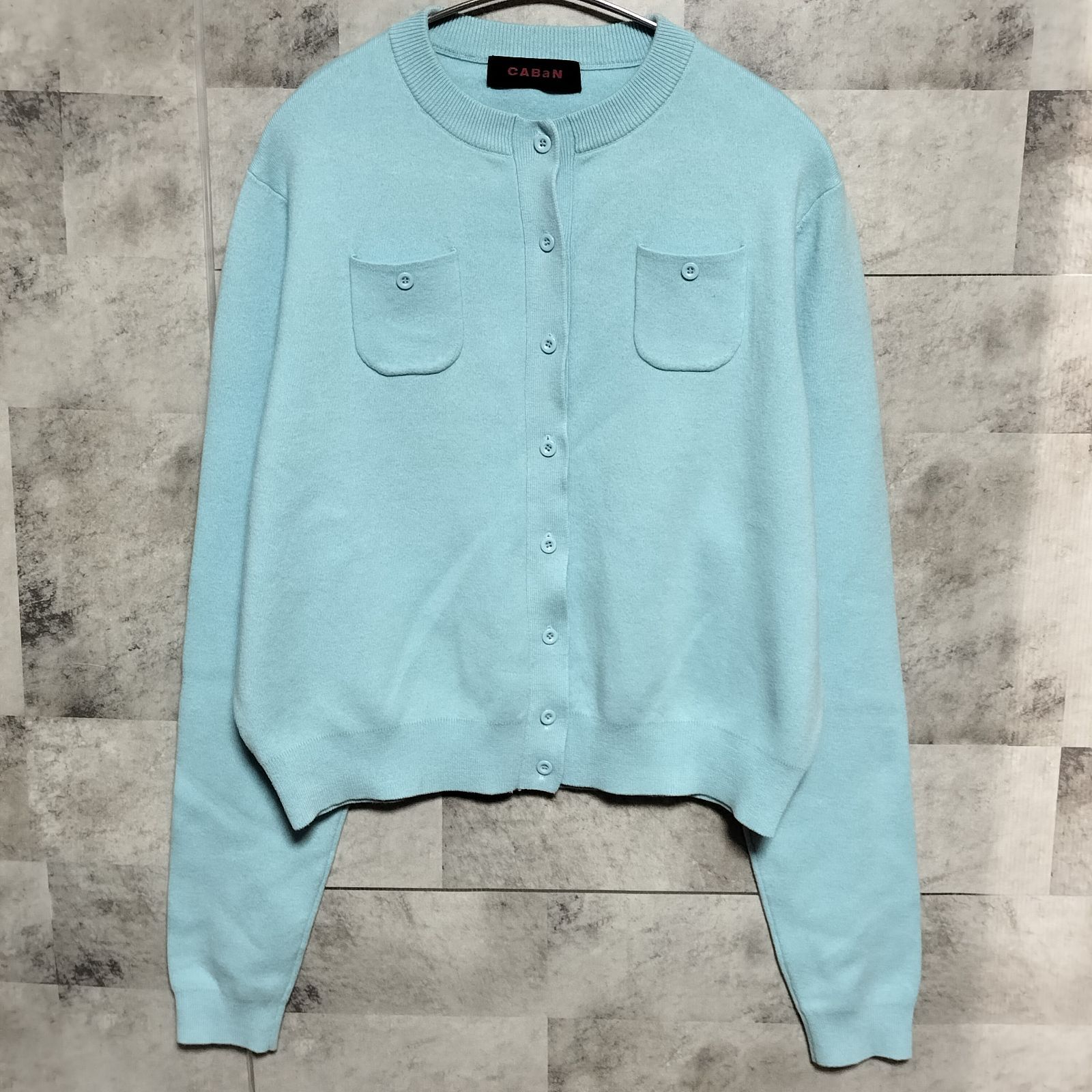 CABaN ギャバン コットン カシミヤ クルーネック カーディガン Sサイズ 水色 ブルー トゥモローランド