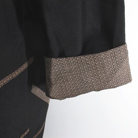 飛天 ふじみやび 大島紬 コート ロング丈 FREE 黒系 ブラック 和