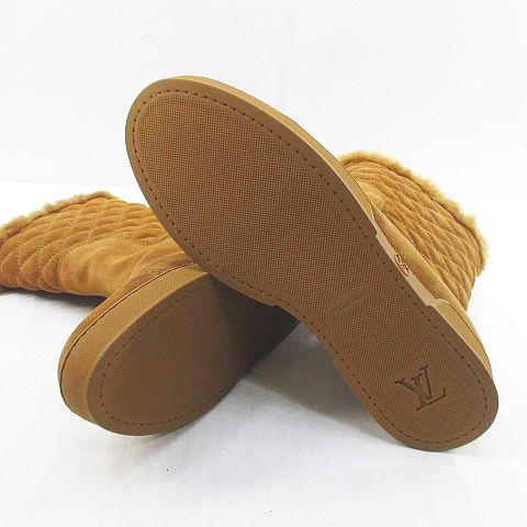 【中古】ルイヴィトン LOUIS VUITTON MAO166 キルティング ハーフブーツ ムートン モノグラム キャメル スエード ルイヴィトン LOUIS VUITTON MAO166 キルティング ハーフブーツ