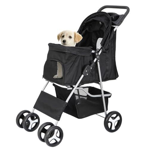 Oteymartペットカート 4輪 折りたたみ 犬用 ペットベビーカー ペットキャリーカート 多頭 耐荷重15 kg 猫 いぬ 子犬 小型犬 中型犬 老犬 介護 散歩 ペットバギー 犬用おでかけ用品 ペット用品 安定感
