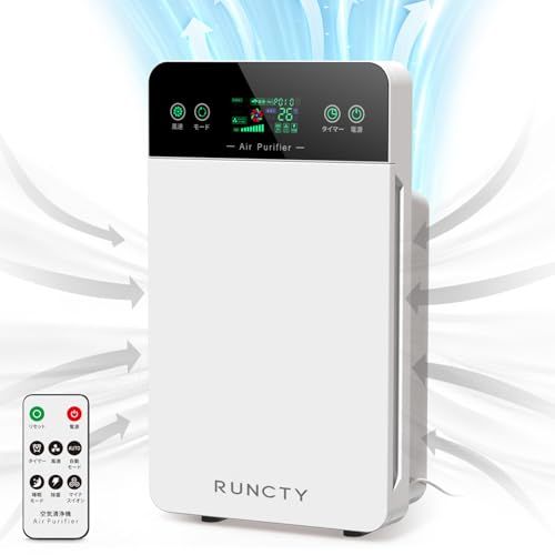 空気清浄機 HEPAフィルター 空気清浄器 空気質検知 AUTOモード PM 2.5 風量3段階設定 強力 静音 省エネ タッチパネル タイマー機能 空気循環 アレルギー|ほこり|花粉対策 脱臭 台所 寝室 ハウスダスト ペット臭 トイレ臭 適用床面