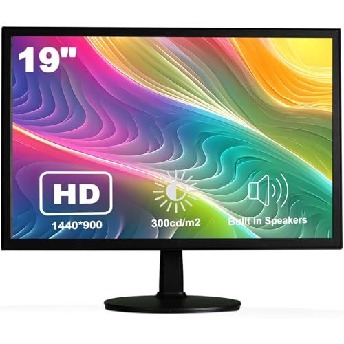 PC デスクトップモニター 19インチ スピーカー内蔵 Insykktrkig LED ディスプレイ FHD 1440*900 P 超広視野角60 Hz|5 ms|輝度300 cd|?|傾き調整|ブルーライト軽減 VESA対応 ビジネス スクリーン|HDM