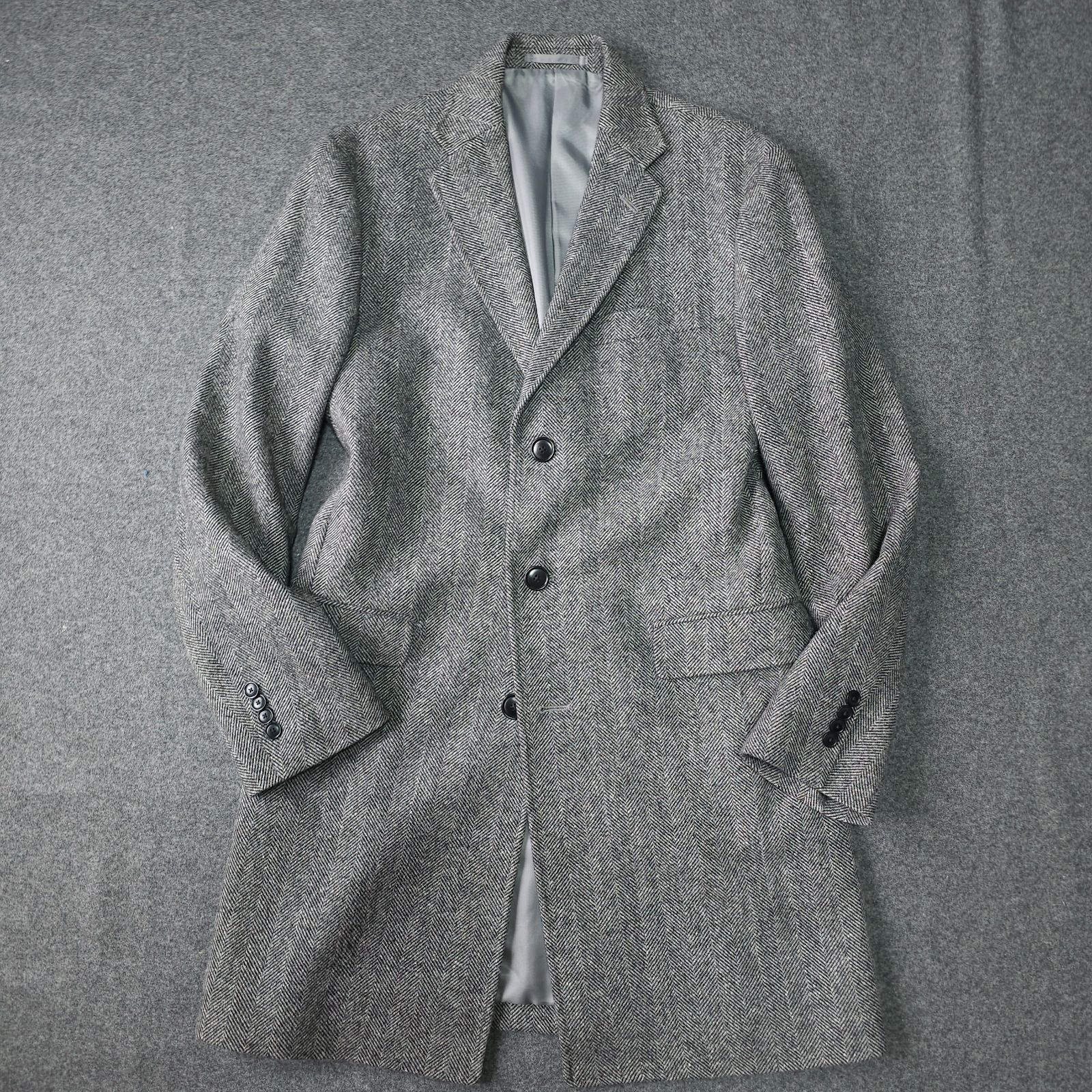 美品 ユナイテッドアローズ シェットランドウール ヘリンボーン チェスターコート UNITED ARROWS ユナイテッドアローズ 秋冬 ウール 毛 ヘリンボーン柄