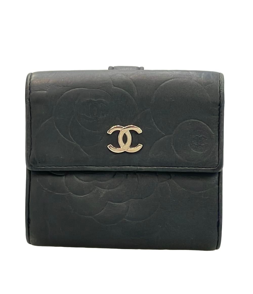 シャネル 二つ折り財布 シルバー金具 カメリア レディース CHANEL