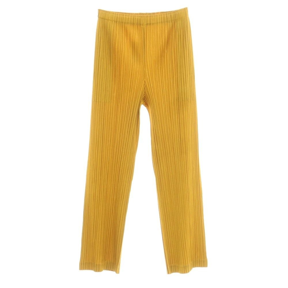 プリーツプリーズ PLEATS PLEASE 秋冬 ポリエステル系 プリーツ イージーパンツ マスタード サイズ表記なし L位 レディース