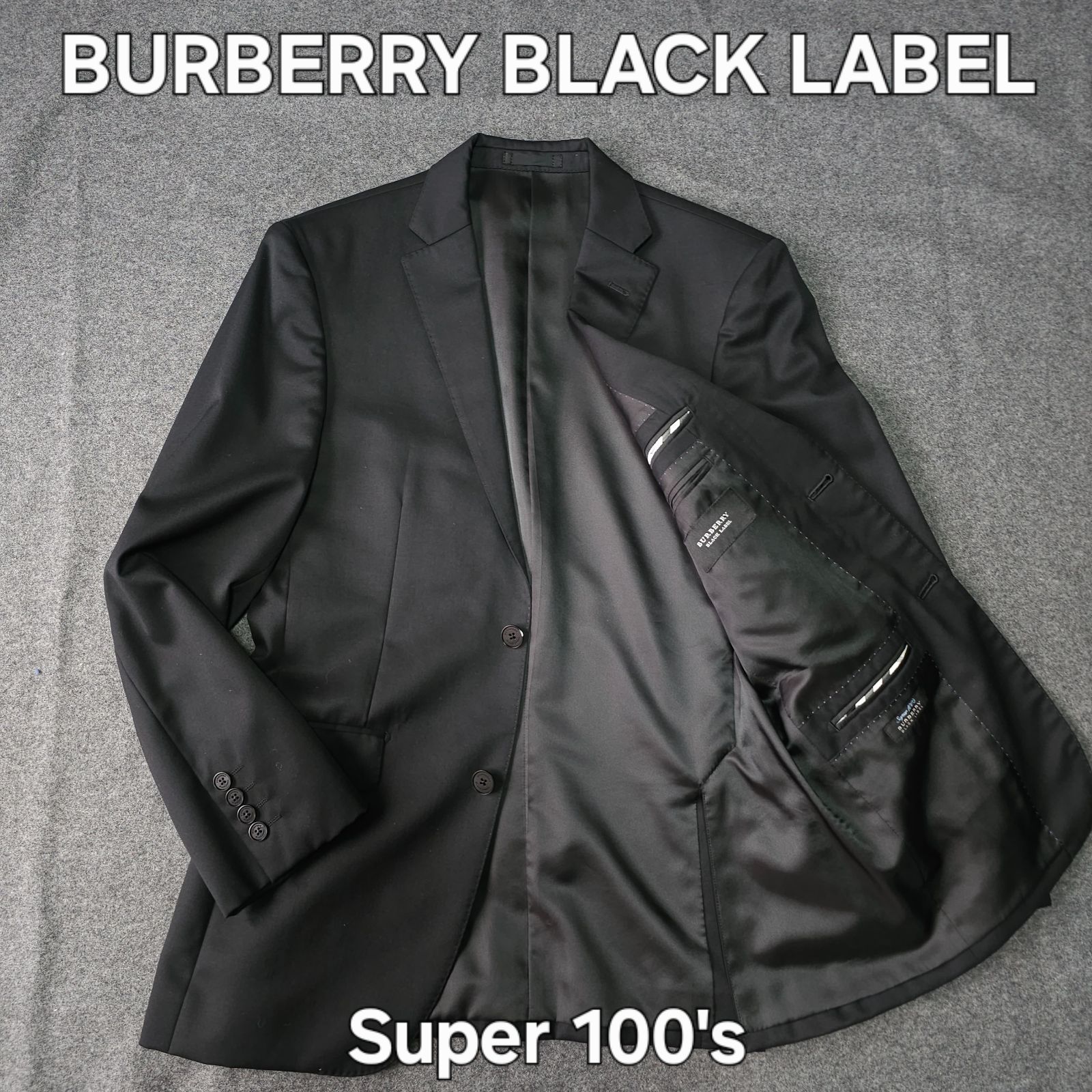BLACK LABEL バーバリーブラックレーベル 秋冬 Super 100 s スーパー100 ノバチェック 2 B テーラードジャケット ブラックジャケット M 黒 メンズ