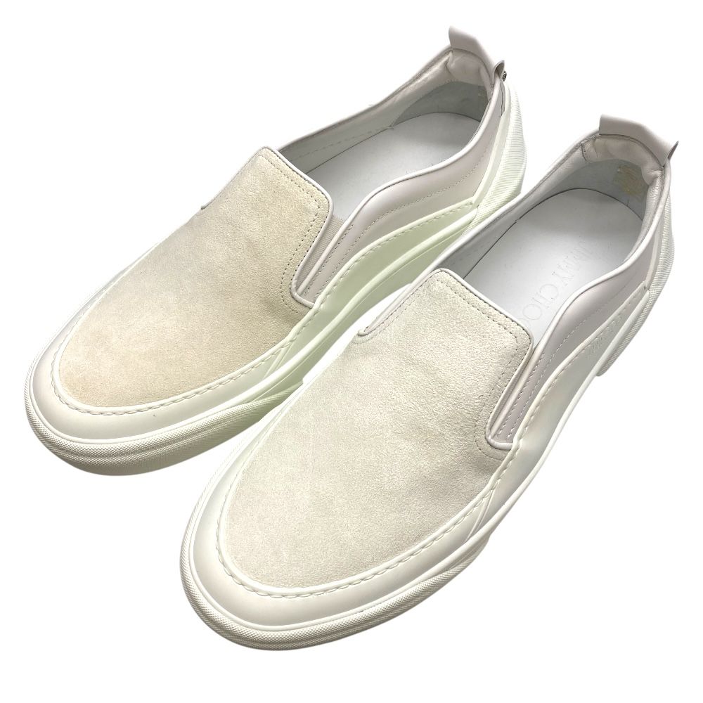 ♥ ジミーチュウ スタースタッズ スエード スリッポン ローカット スニーカー ホワイト ロゴ JIMMY CHOO サイズ44 約29 cm 存在感 洗練 モード ストリート