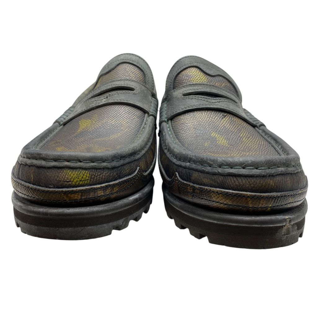 ドルチェ-ガッバーナ ローファー モカシン シューズ 総柄 レザー ブラウン系 ドルガバ D-G DOLCE＆GABBANA サイズ7 1|2 約26.5 cm 洗練 上質 感 個性 存在感