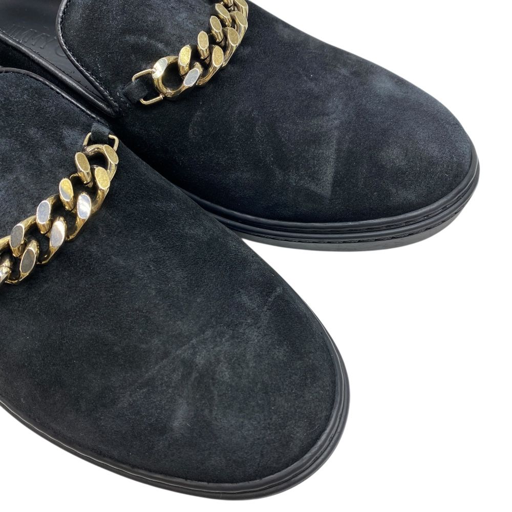  ♥ ジミーチュウ チェーン スリッポン スエード ローファー ブラック ゴールド レザー JIMMY CHOO サイズ41 約26 cm 洗練 感 存在感 モード 上質 その他 靴